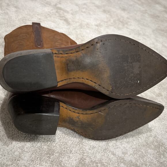 VINTAGE NINE WEST BROWN BRAZILIAN LEATHER EVIE COWBOY BOOTS WOMENS 8 - Picture 11 of 12